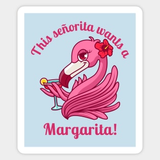 Pink Flamingo Senorita Margarita Girl Sticker